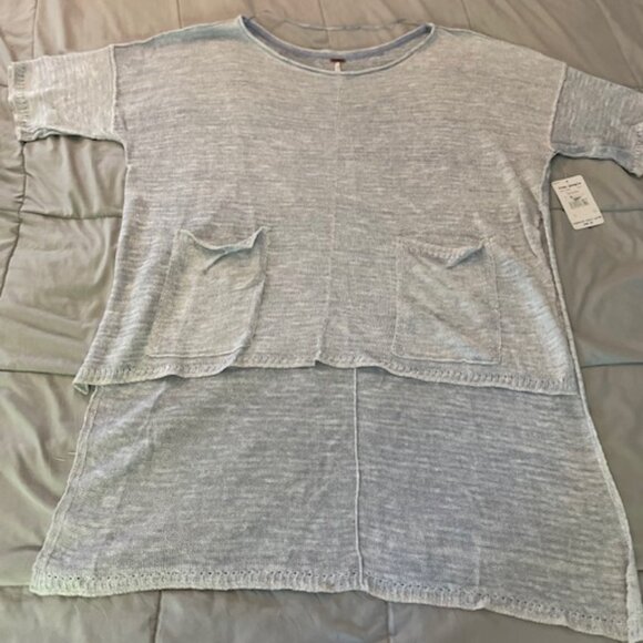 NWT Free People X-Small Short Sleeve Linen Shirt Top Boho Oversized - Picture 1 of 12